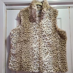 Coldwater Creek furry leopard vest